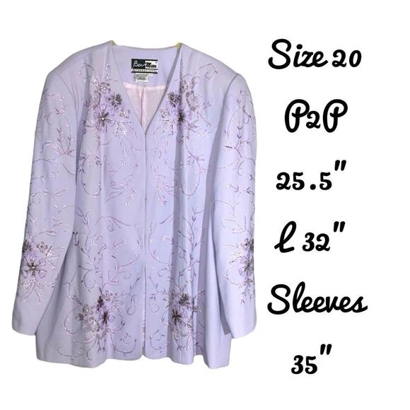 Ben Marc Lavender Beaded Jacket Size 20 Churchwear - Picture 4 of 10